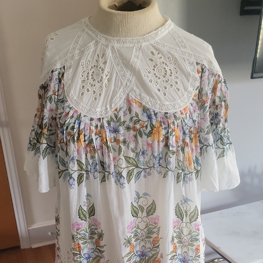 FARM Rio White Floral Mini Dress with Pink, Yellow & Green Accents - Picture 4 of 6